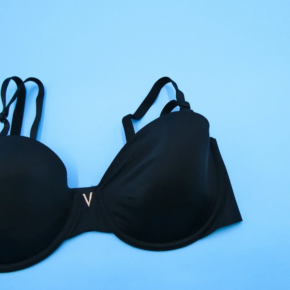 Victoria's‎ Secret Bra Womens 36C Multi-Way Black Gold V-Hardware Polyamide
